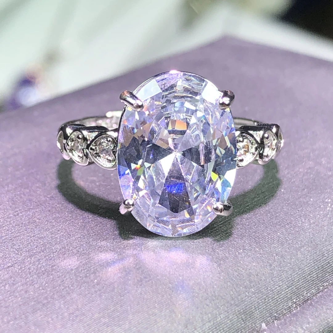 1114白色钻豪华戒指百搭气质开口培育精选气质款