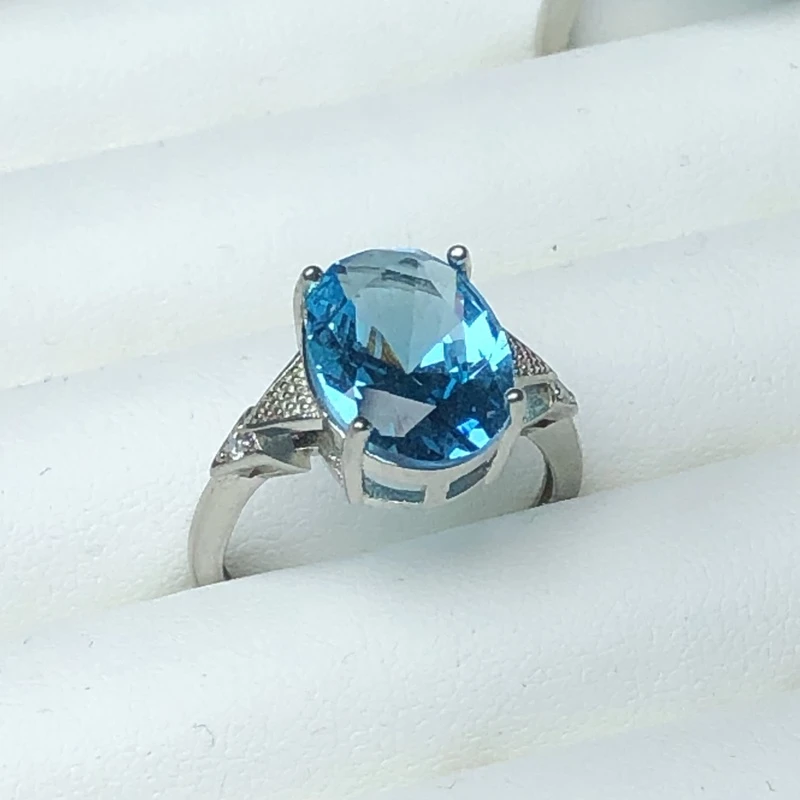 11204 天蓝海蓝戒指活口（银色托）开口可调节美丽精致精美豪华精选