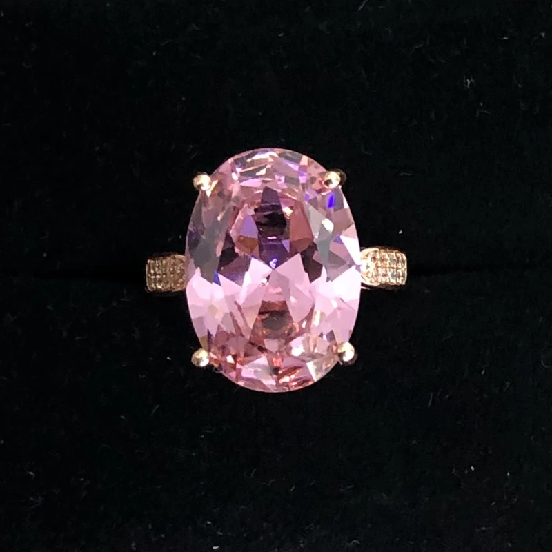 1224粉钻戒指玫瑰托培育开口可调节精选