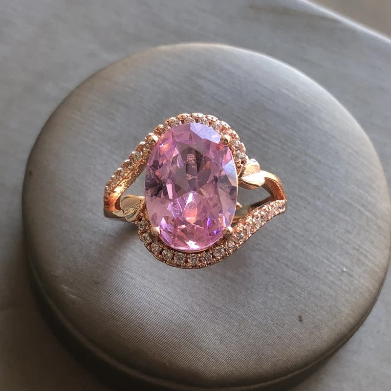 1224粉钻戒指玫瑰托培育开口可调节精选