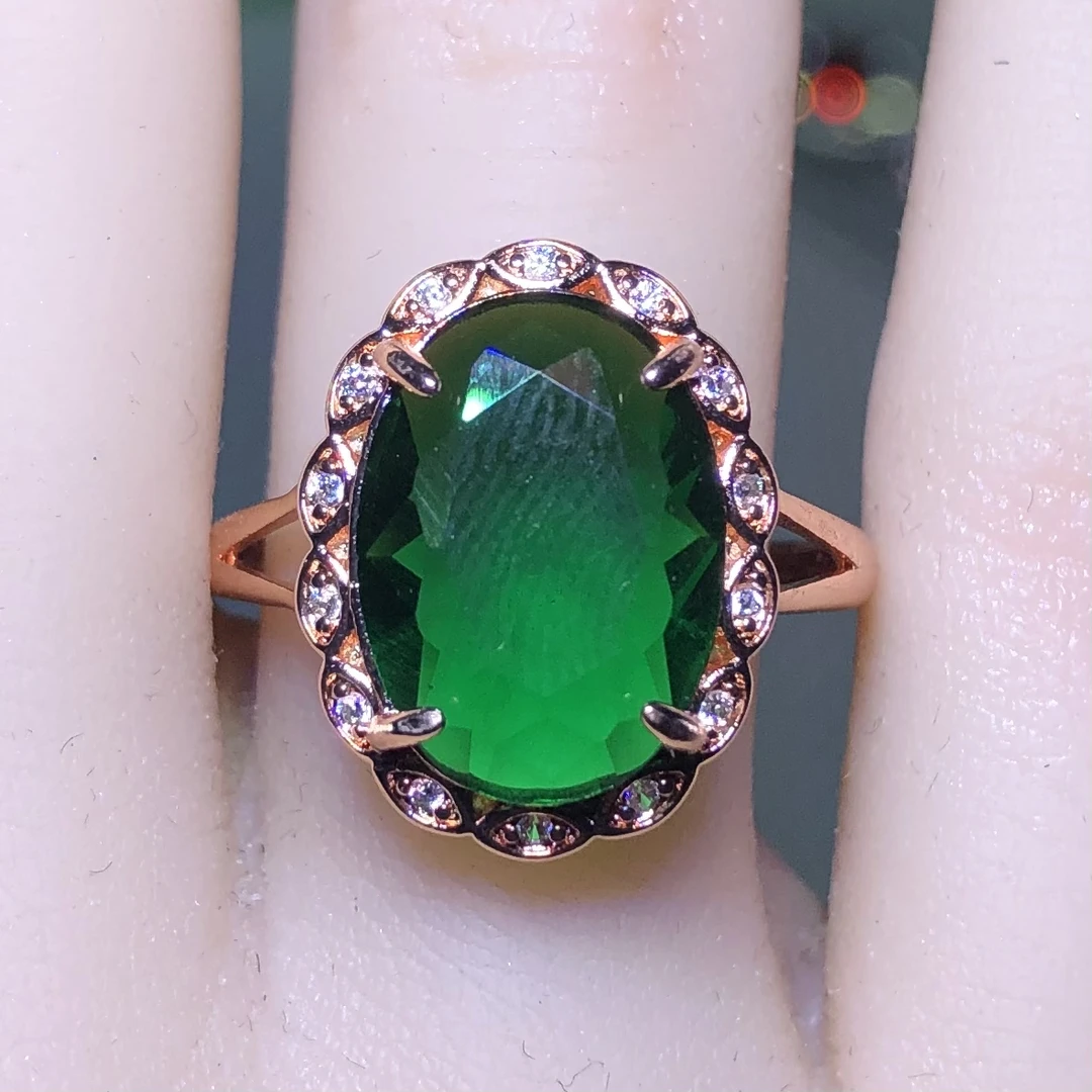 12124宝绿色戒指培育活口漂亮美丽精致开口可调节精选LV2