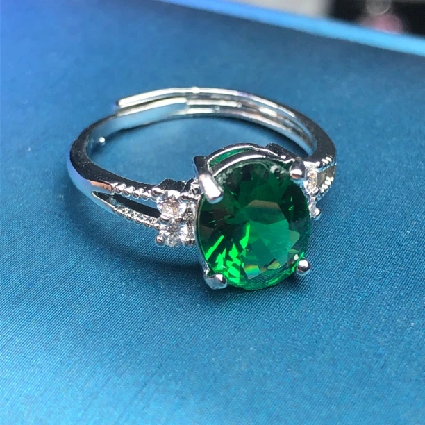 111246 宝绿色戒指活口漂亮美培育丽精致开口可调节精选LV3