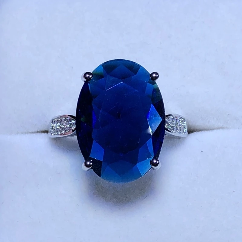 11144深宝蓝戒指活口银色托开口可调节美丽漂亮精选气质款LAN2