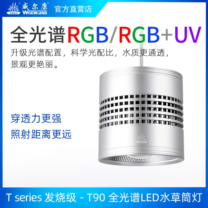 威尔康植物灯吊装筒灯聚光透镜风扇散热筒灯可定时调光