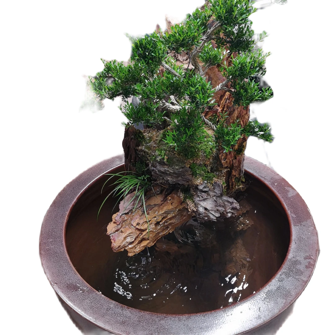 手工假山石流水一体盆景、大水缸盆景、手工假山石