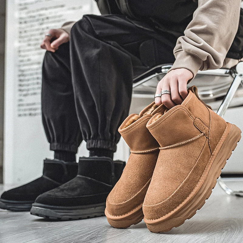 雪地靴男东北大棉鞋防滑厚底时尚中帮冬季新款加绒加厚保暖面包鞋