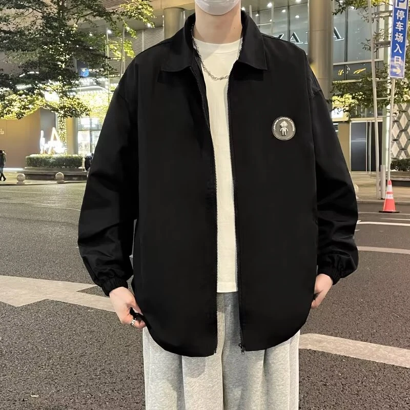 2024春秋痞帅外套男百搭高街潮牌港风日系原宿风韩版潮流宽松夹克
