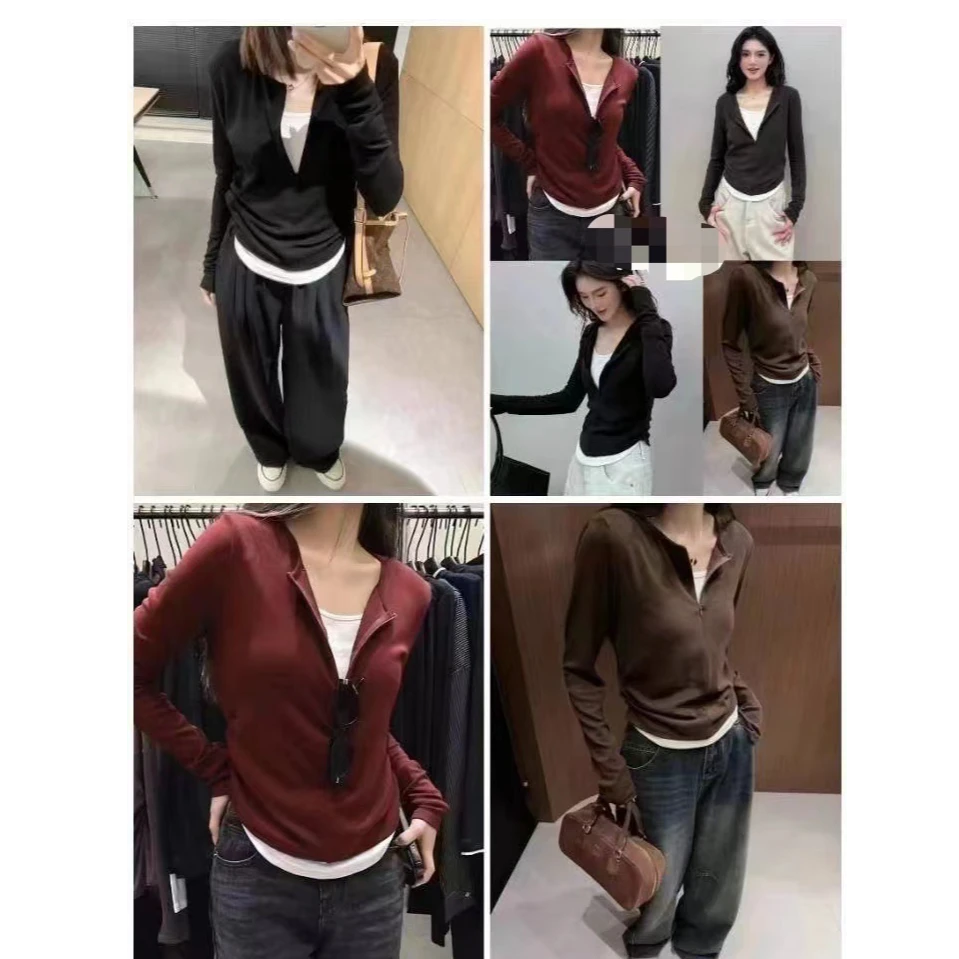 新疆包邮秋季打底半拉链假两件长袖时尚休闲百搭气质