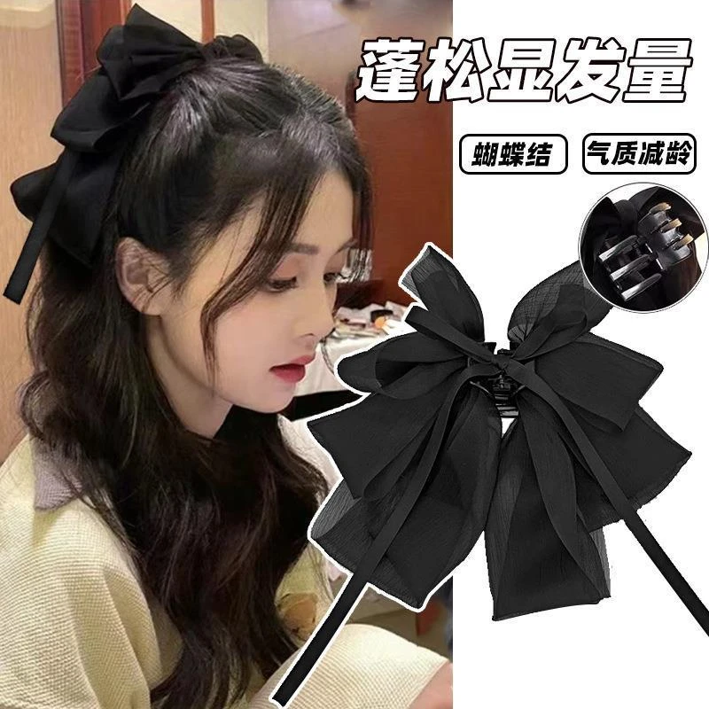 飘带蝴蝶结发夹女后脑勺抓夹大号发卡女超仙马尾发饰在逃公主头饰