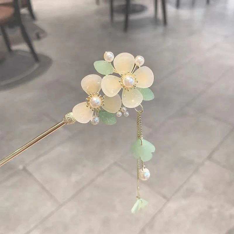 玉兰花发簪步摇国风簪子流苏发簪簪子挽发汉服配饰头饰古风簪子