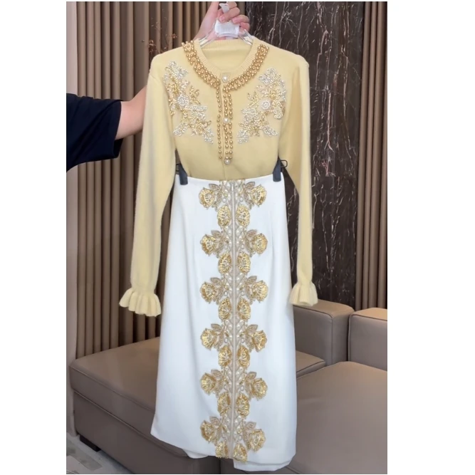 芙娜妮轻奢秋季新款法式优雅气质套装复古显瘦名媛两件套F2431707