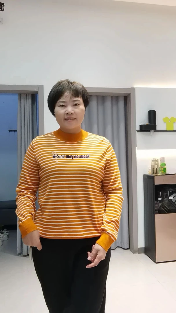 半高领条纹针织衫72198
