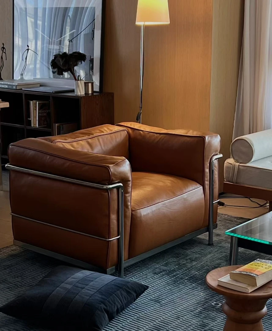 Cassina LC3沙发单人椅包豪斯中古风可拆卸鹅绒高密度海绵座椅