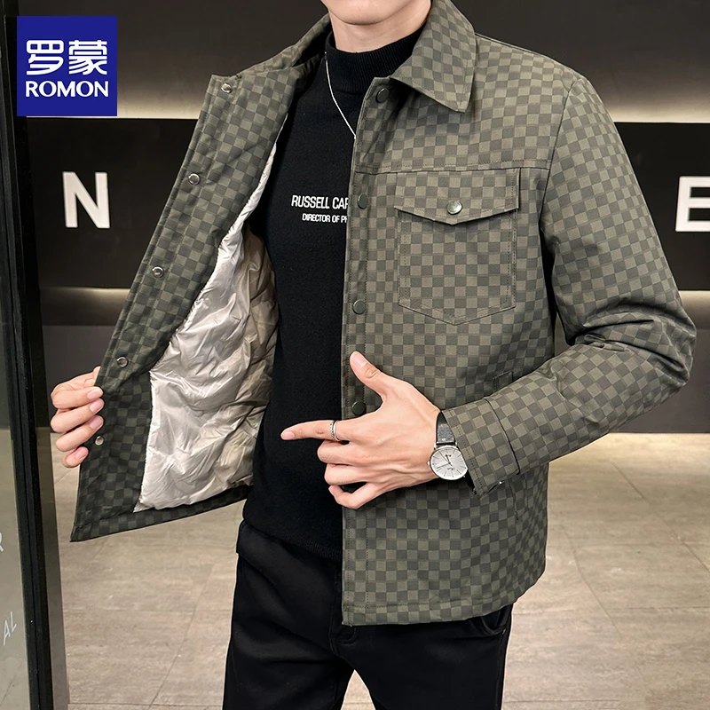罗蒙羽绒夹防风保暖舒适百搭时尚潮流冬季新款鸭绒外套男士羽绒服