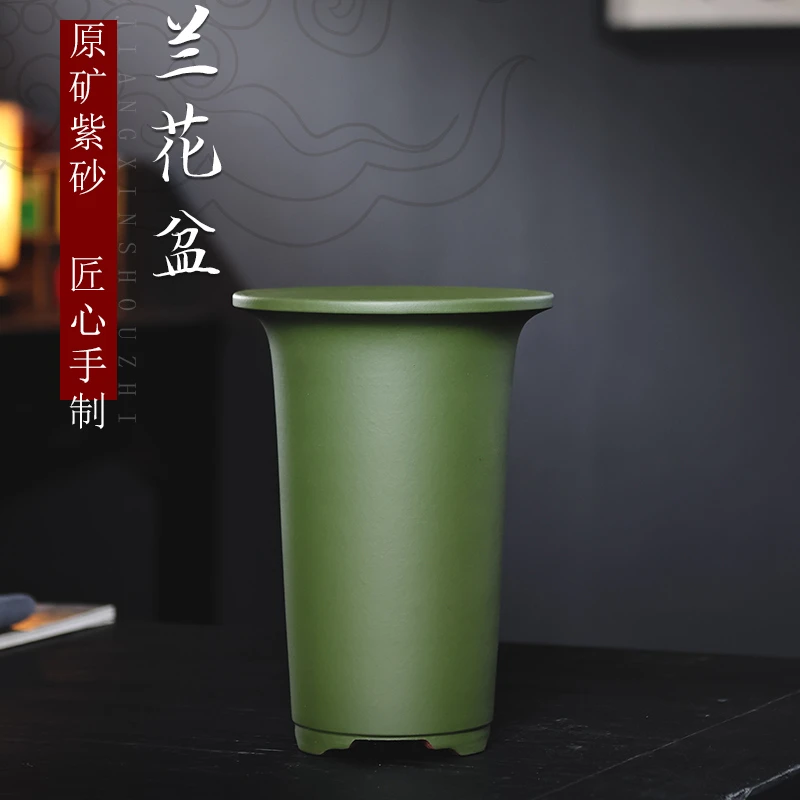 宜兴紫砂花盆大口径惠兰剑兰春兰高脚名家同款民国绿室内桌面绿植