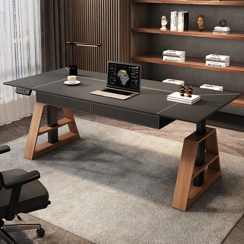 狂标电动升降桌书桌学习桌工作台站立式办公桌实木功能李仁同款桌