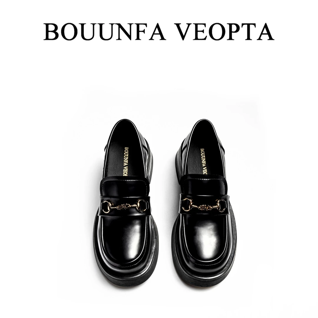 BOUUNFA VEOPTA【芯片】新款2025真皮女士英伦厚底增高秋款乐福鞋17