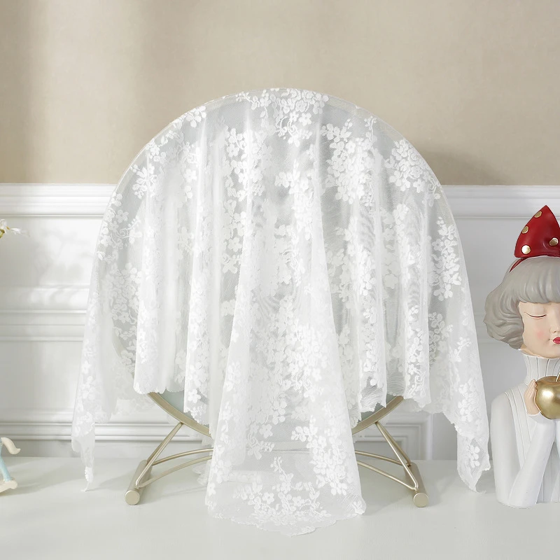 卧室梳妆台镜子布艺盖布白色蕾丝化妆台遮镜布盖巾家用镜面遮尘布