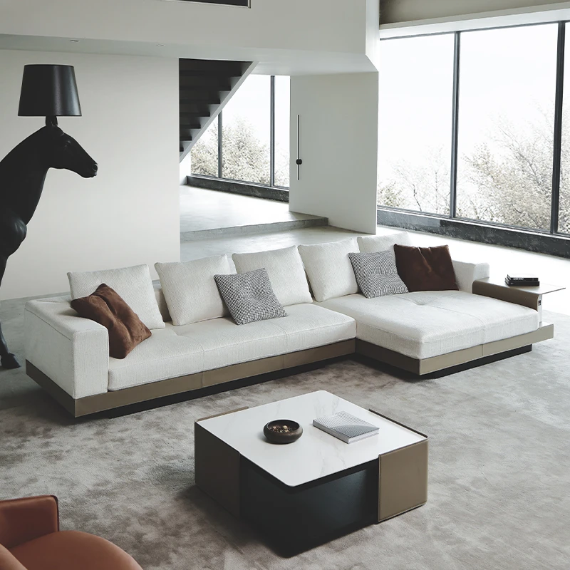 如恩Connery康纳利意式极简风格方贵妃组合羽绒棉麻布艺沙发CB098