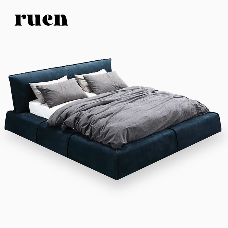 如恩Paris bed巴黎床进口全磨砂皮真皮大平层别墅主卧双人床BD183