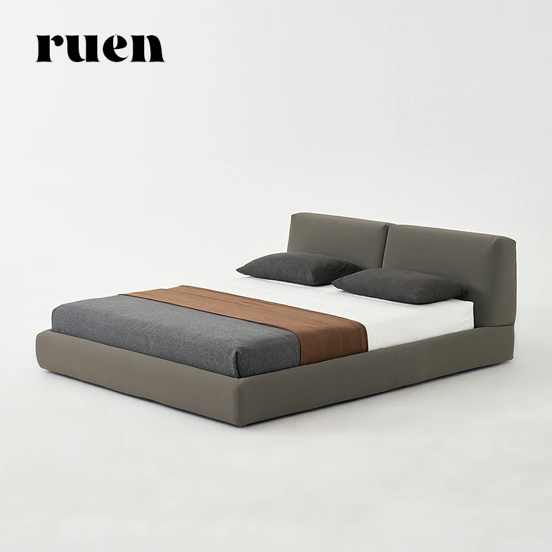 如恩BOLTON 博尔顿意式极简约风格磨砂皮床主卧软靠背双人床BD008