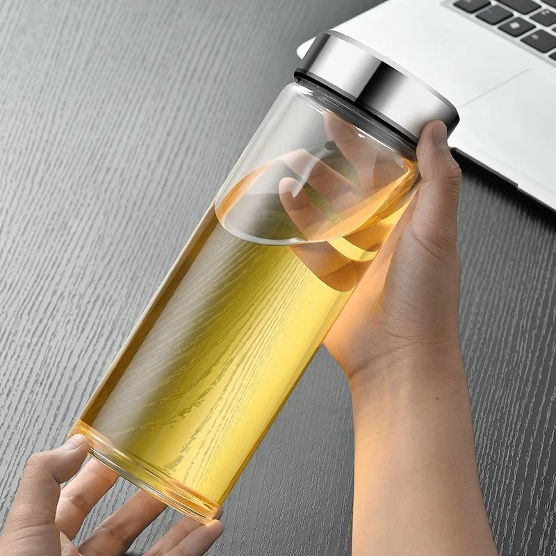 单层高硼硅玻璃杯男女泡茶杯加厚办公便携防爆防裂带盖大容量定制