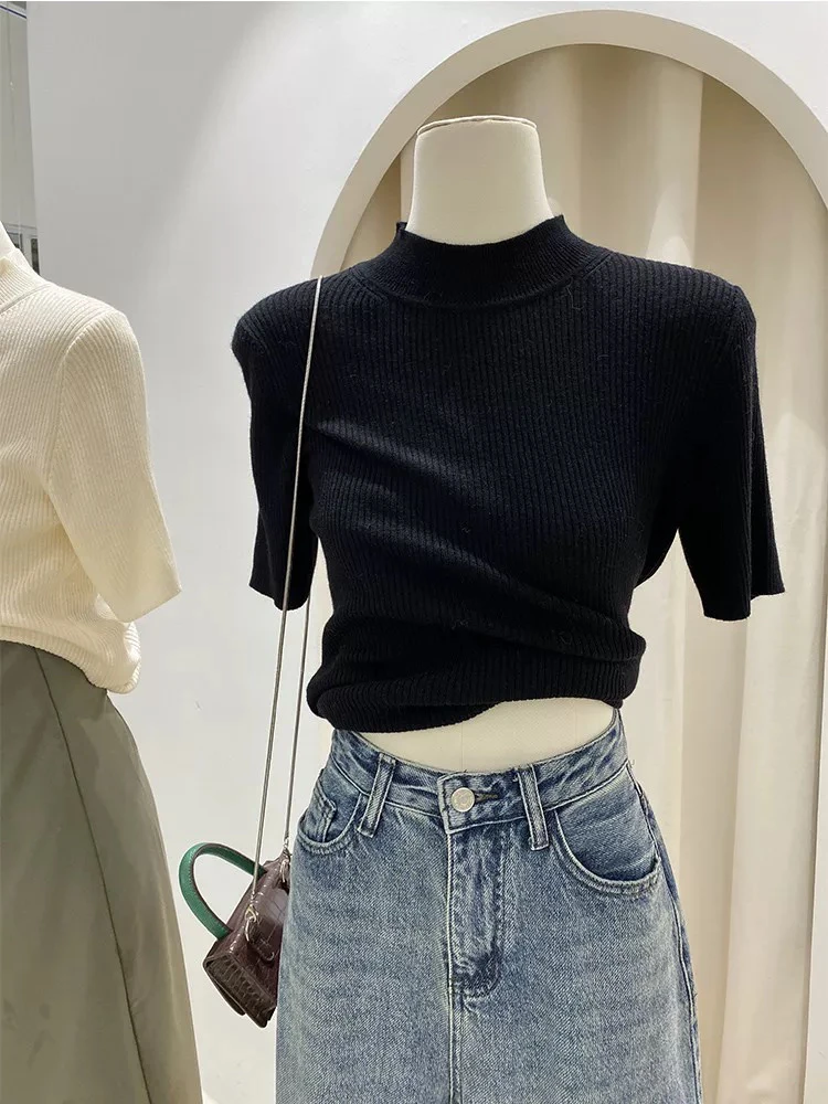 【五分袖】软糯好穿安迪绒针织毛衣五分袖显瘦气质上衣