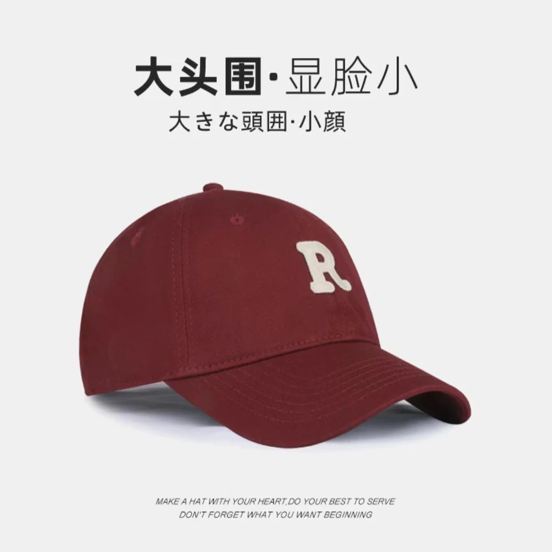 R字母棒球帽女显脸小百搭运动帽子鸭舌帽男潮防晒帽大头围遮阳