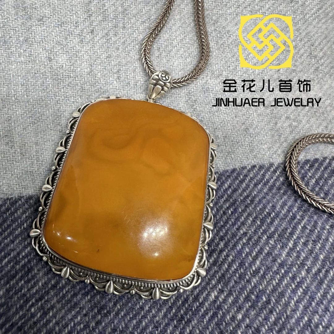 链子足银 足银蒙古元素原创黄蜜蜜毛衣链时尚气质百搭经典手工