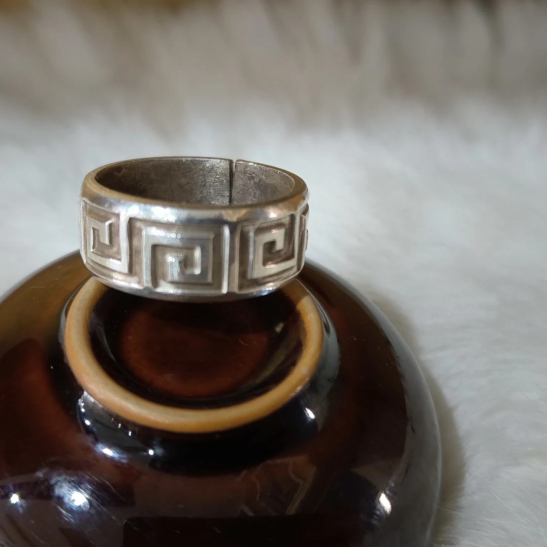 足银戒指 蒙古元素 原创设计 传统工艺素银戒指