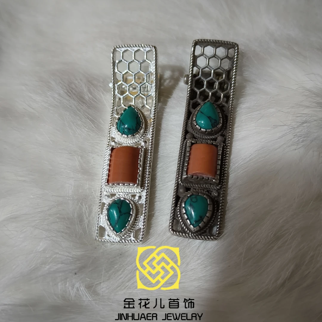 足银银制品 花儿首饰 蒙古元素 原创设计 时尚个性发夹气质百搭