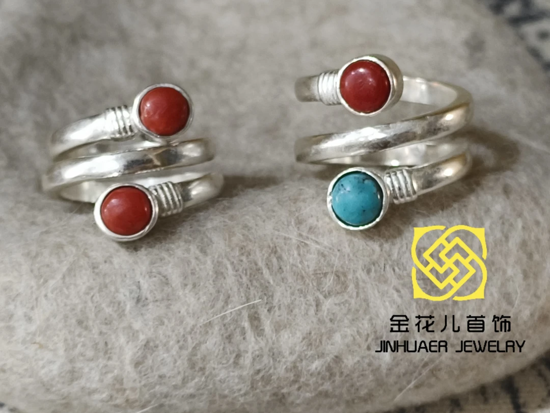 足银戒指 蒙古元素 原创设计 手工制作 旭日 乌优