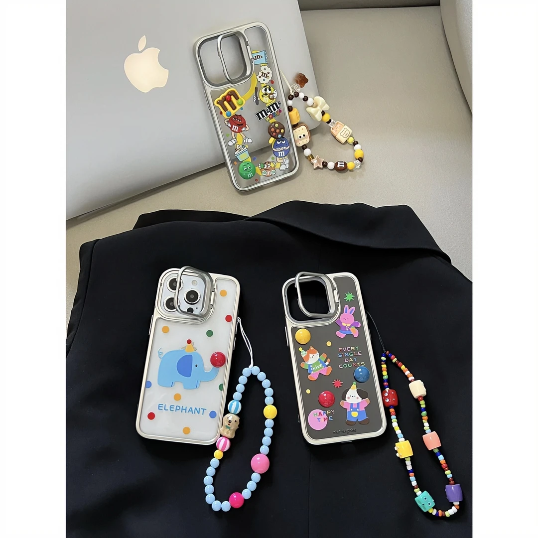 隐形支架透明m豆小象链条轻薄苹果手机壳iPhone15/14Pro/13硬