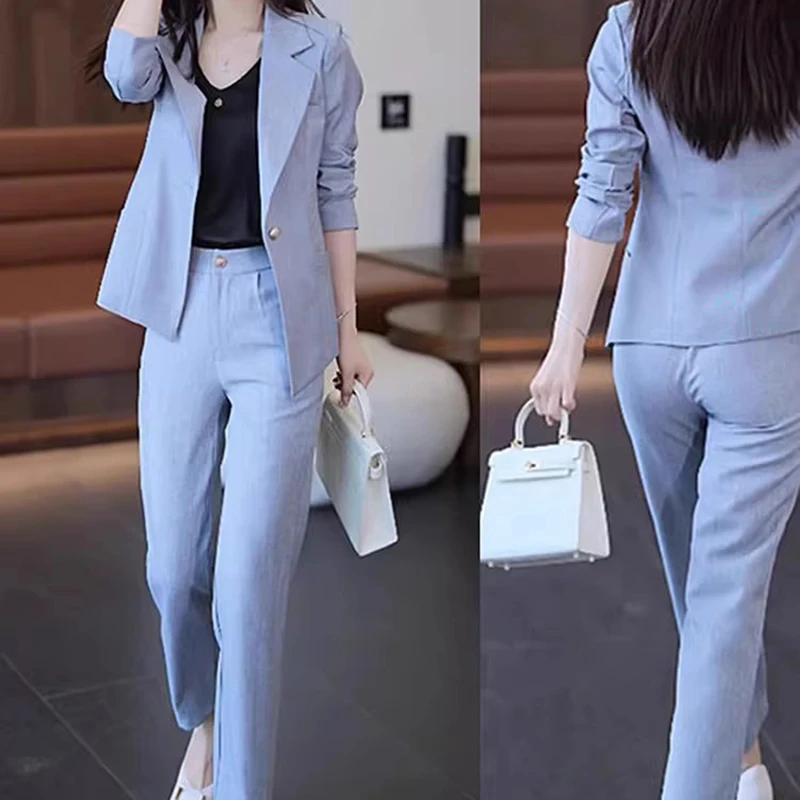 单/套2025春春季新款休闲时尚显瘦职业西装两件套气质西服套装女