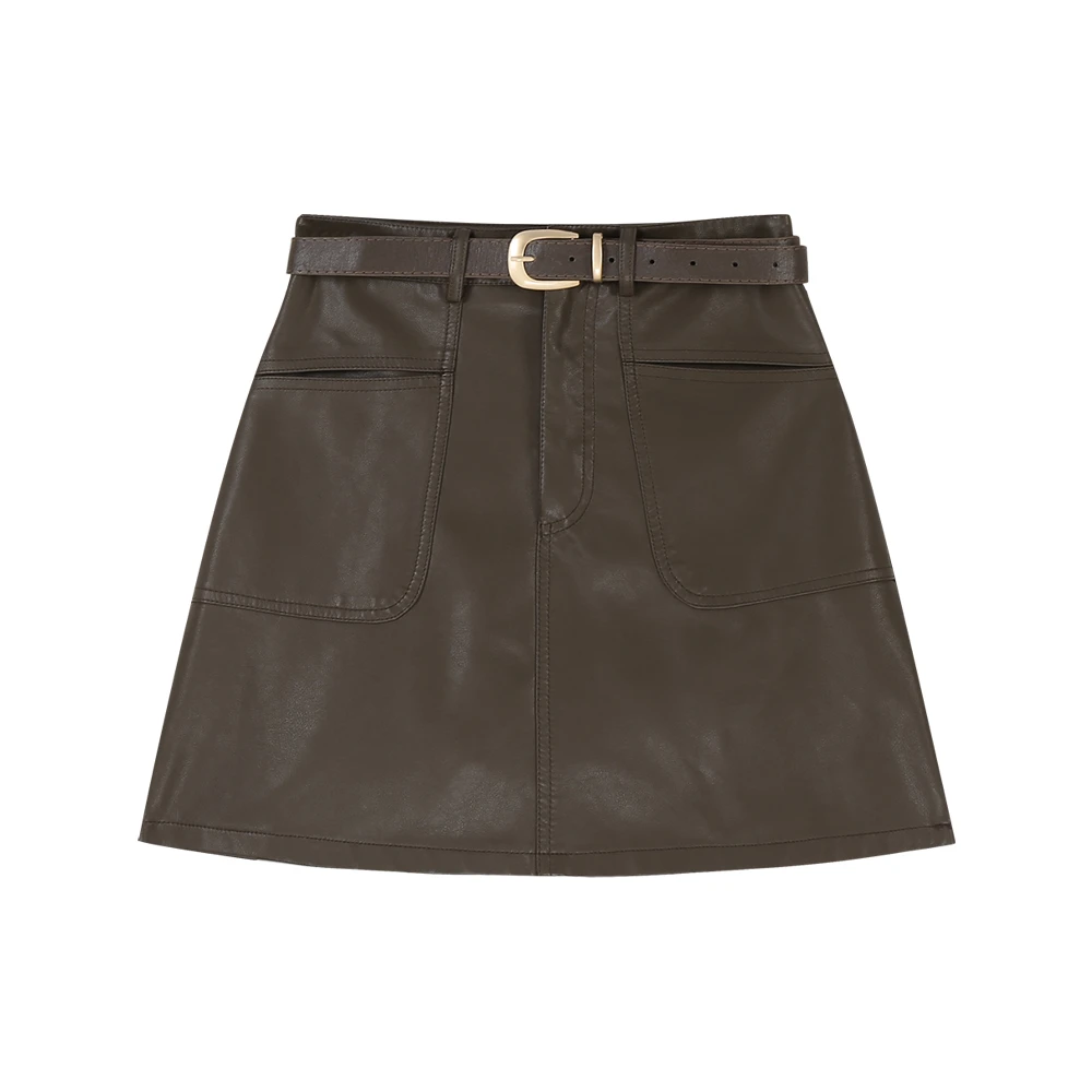 【送皮带】 黑色皮裙2025早春新款高腰显瘦A字裙子短裙半身裙女秋冬