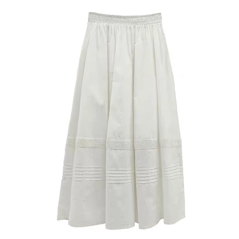 【可可定制】2025年春季新款法式甜美风a字高腰显瘦中长裙白色长裙