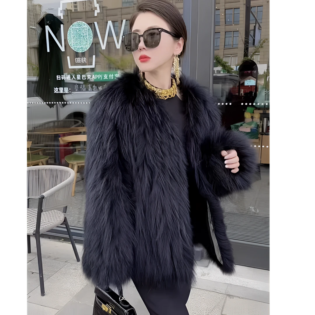 【TIANLAODA】新款升级加密貉子毛车条加厚保暖秋冬厚外套2308