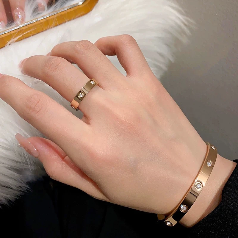 钛钢锆石戒指 卡加戒指情侣时尚款【高定款式】diy百搭小众韩版轻奢