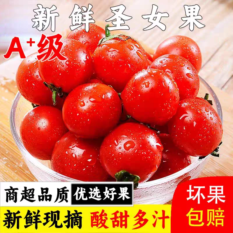 圣女果新鲜红玲珑小番茄应季生吃水果现摘现发酸甜自然熟
