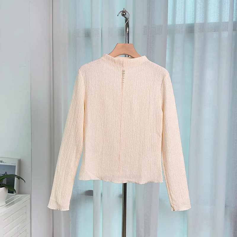 18【Dnna & Dnna】气质圆领木耳边梭织小衫长袖 332117247