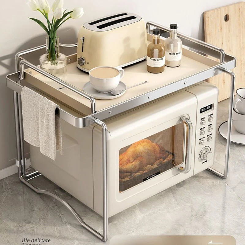 直播Z厨房微波炉架子置物架多功能烤箱架ins风多层空气炸锅收纳架