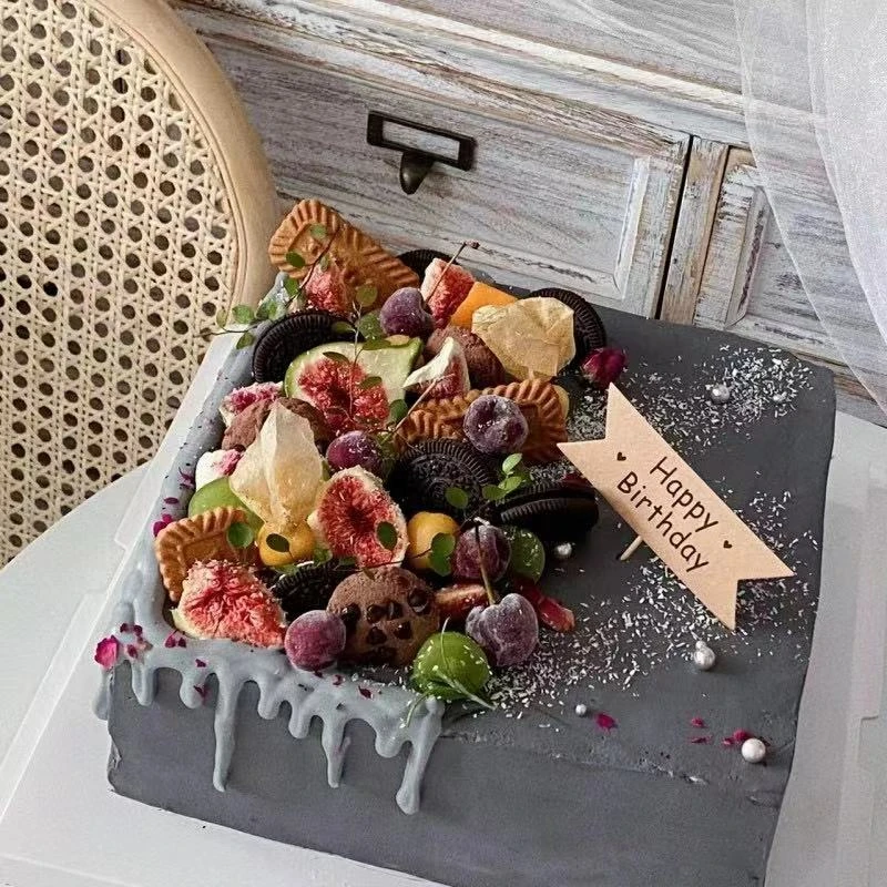 男士方形蛋糕网红同城配送抖音团购老公美味蓝莓水果北京广州全国