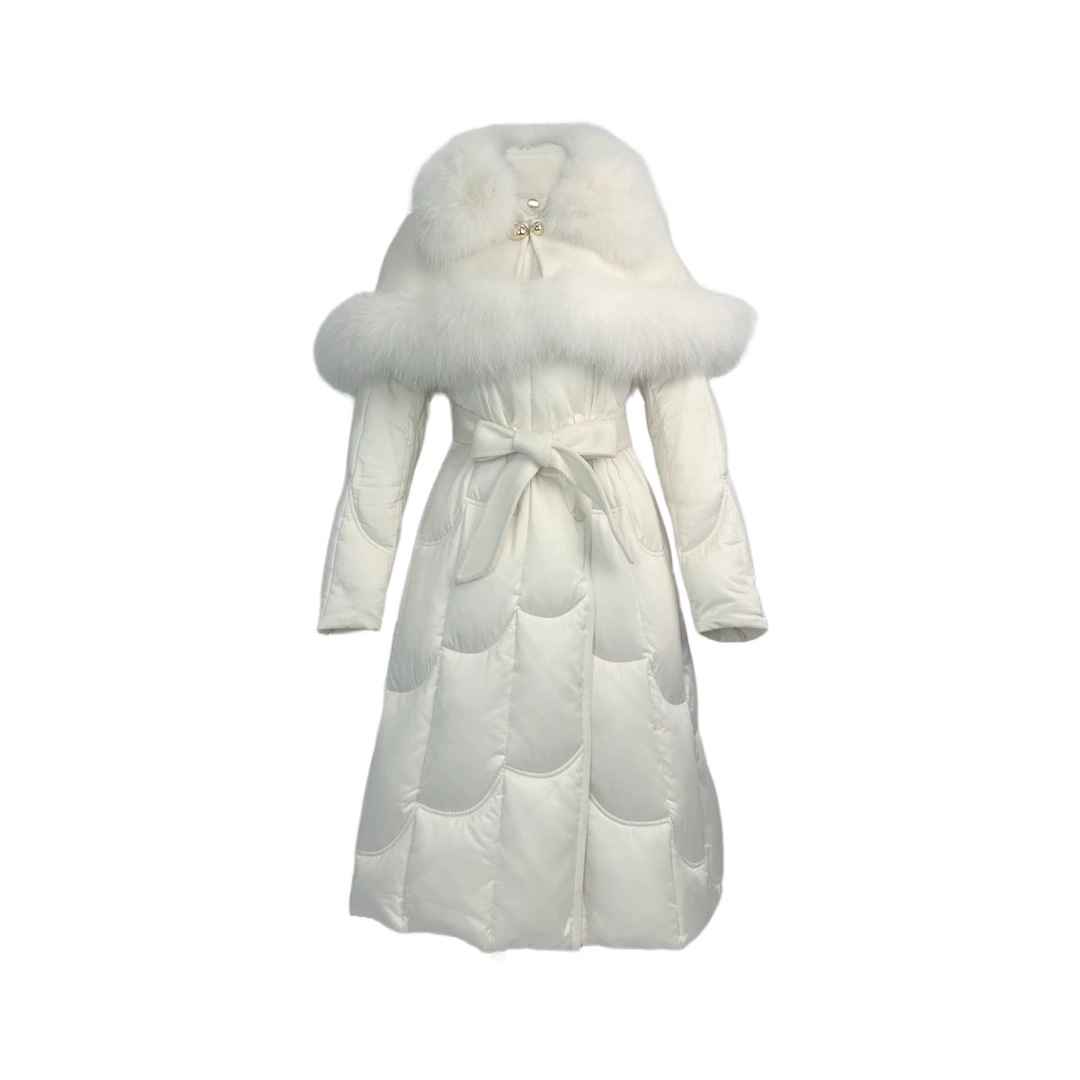 【思思推荐】2024新款大狐狸毛领中长款斗篷羊绒拼接33366