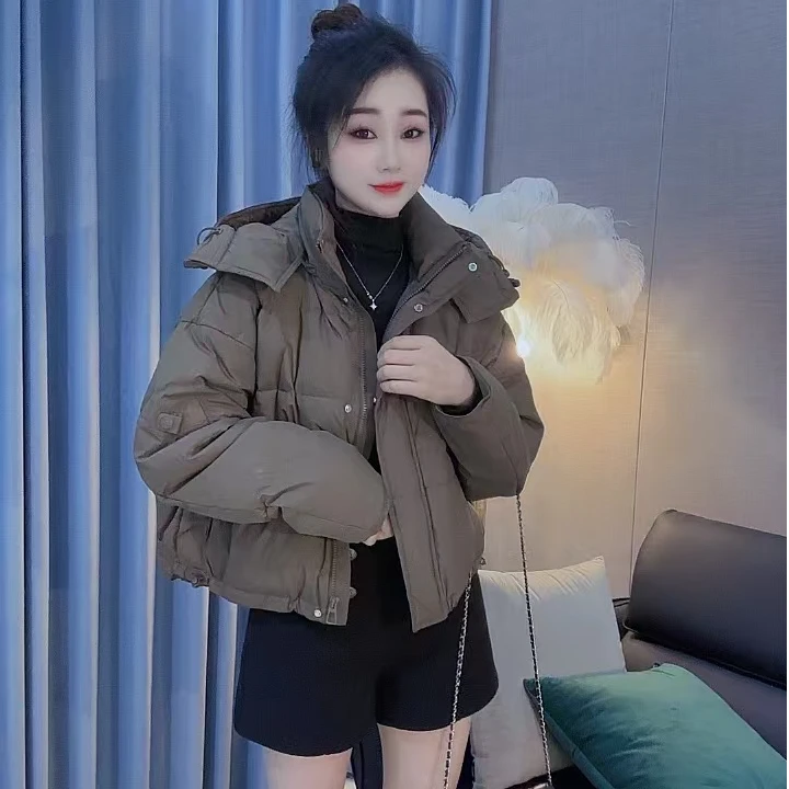 丹丹精选--9017新款可拆卸连帽皮标装饰羽绒服外套