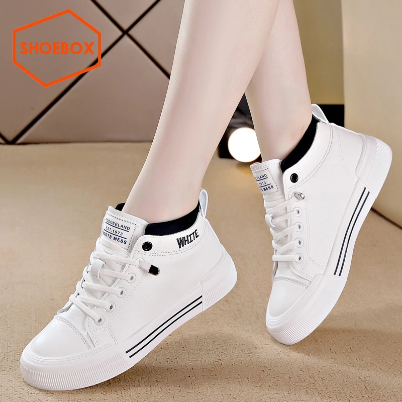 shoebox鞋柜高帮小白鞋女2024新款秋季休闲防滑软底运动板鞋女