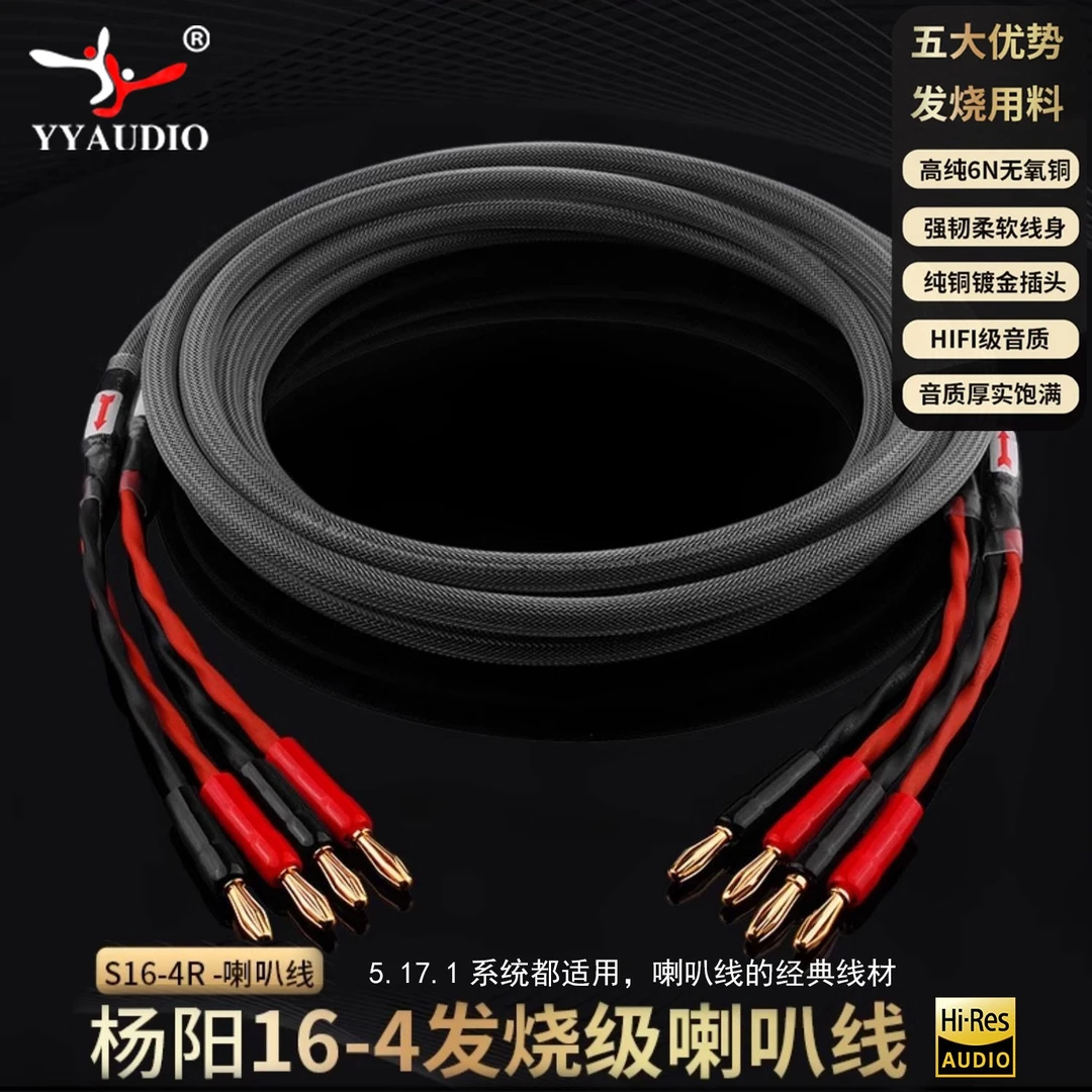 YYaudio发烧级镀金香蕉头音响线 低音炮高保真喇叭连接专用喇叭线