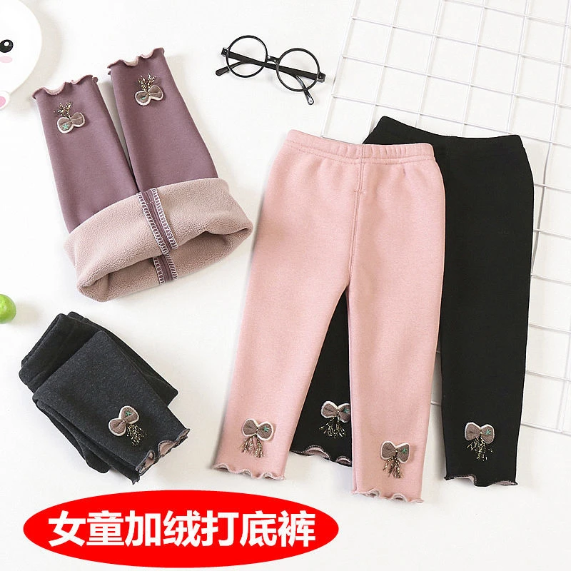 女童打底裤秋冬婴幼儿童加绒裤子韩版外穿加厚长裤新款返潮复古