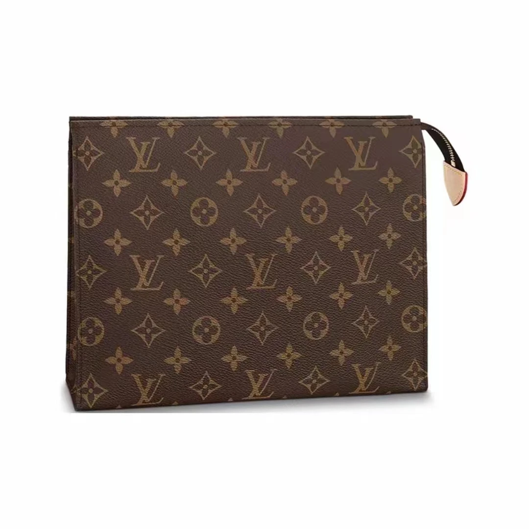 99新 LouisVuitton/路易威登 洗漱包26配肩带棕老花