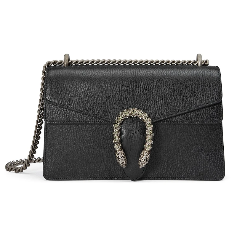 99新 GUCCI/古驰 中号钻扣酒神链条单肩包 黑色