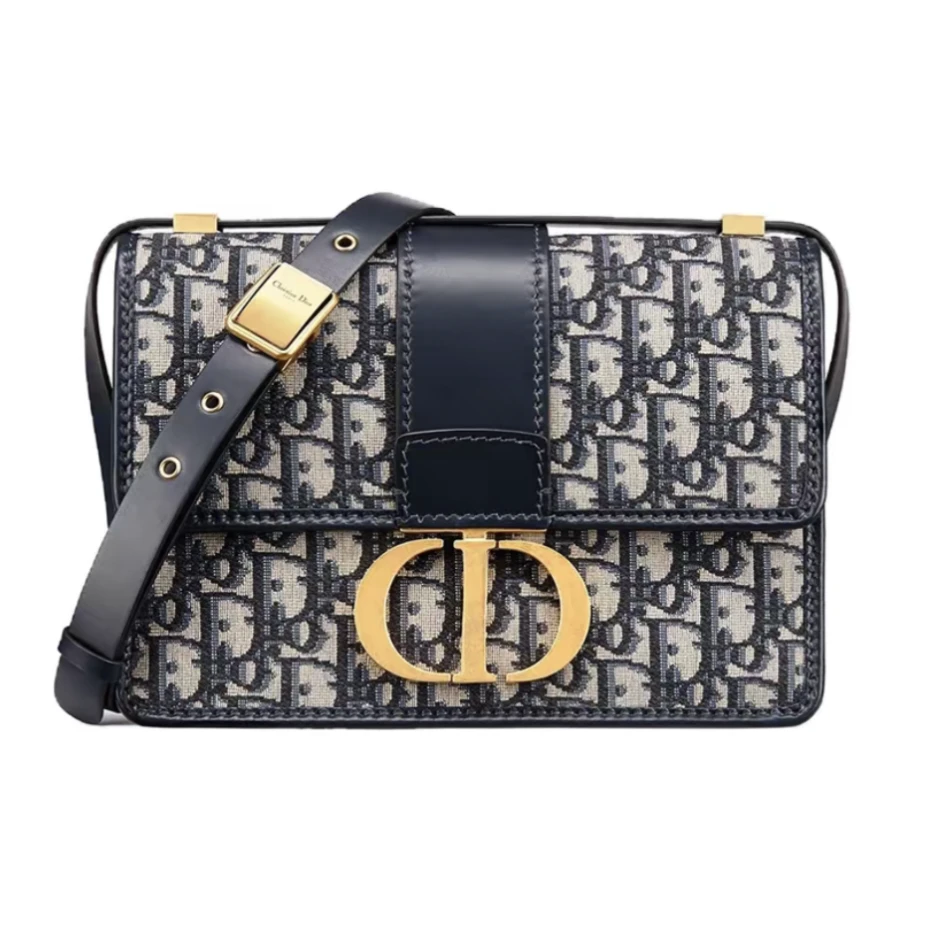 99新 DIOR/迪奥 老花牛仔蓝色刺绣30蒙田大号【5型潮奢】